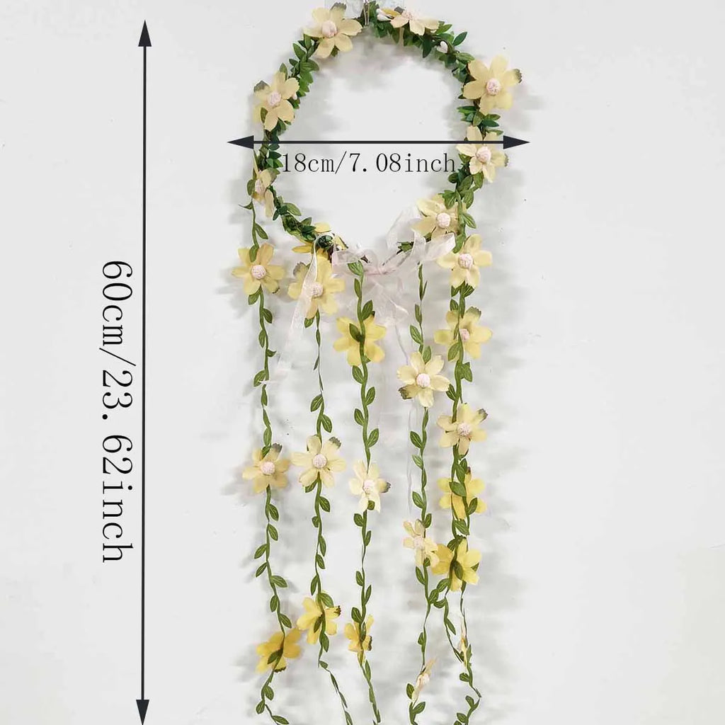 Bohemian Floral Crown Headband – Bridal Wedding Hair Wreath Floral Crown Headband SWANS