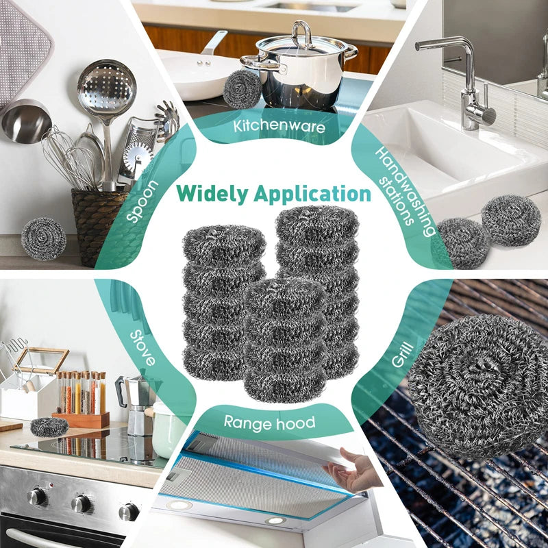 SWANS Stainless Steel Scrubber Scouring Pads – 1/30 Pack Steel Wool Scrubber SWANS