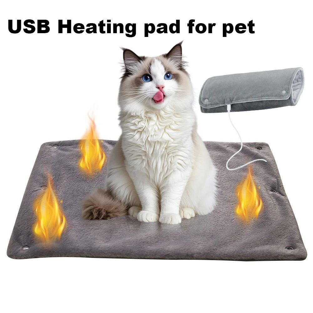 USB Heated Pet Blanket – Warming Pad for Cats & Dogs Pet Heating Blanket SWANS