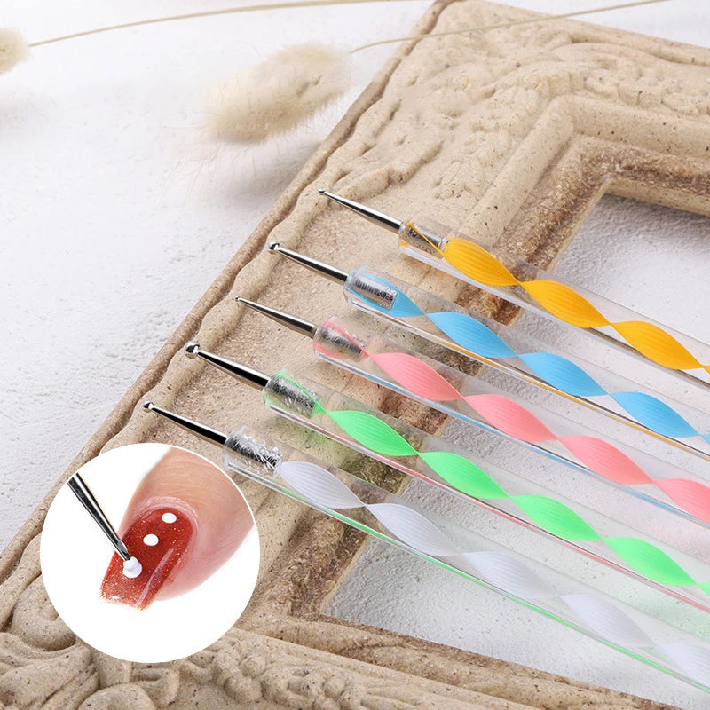 5-Piece Dual-Ended Nail Art Dotting Pen Set – Rhinestone Tool Nail Art Dotting Pens SWANS