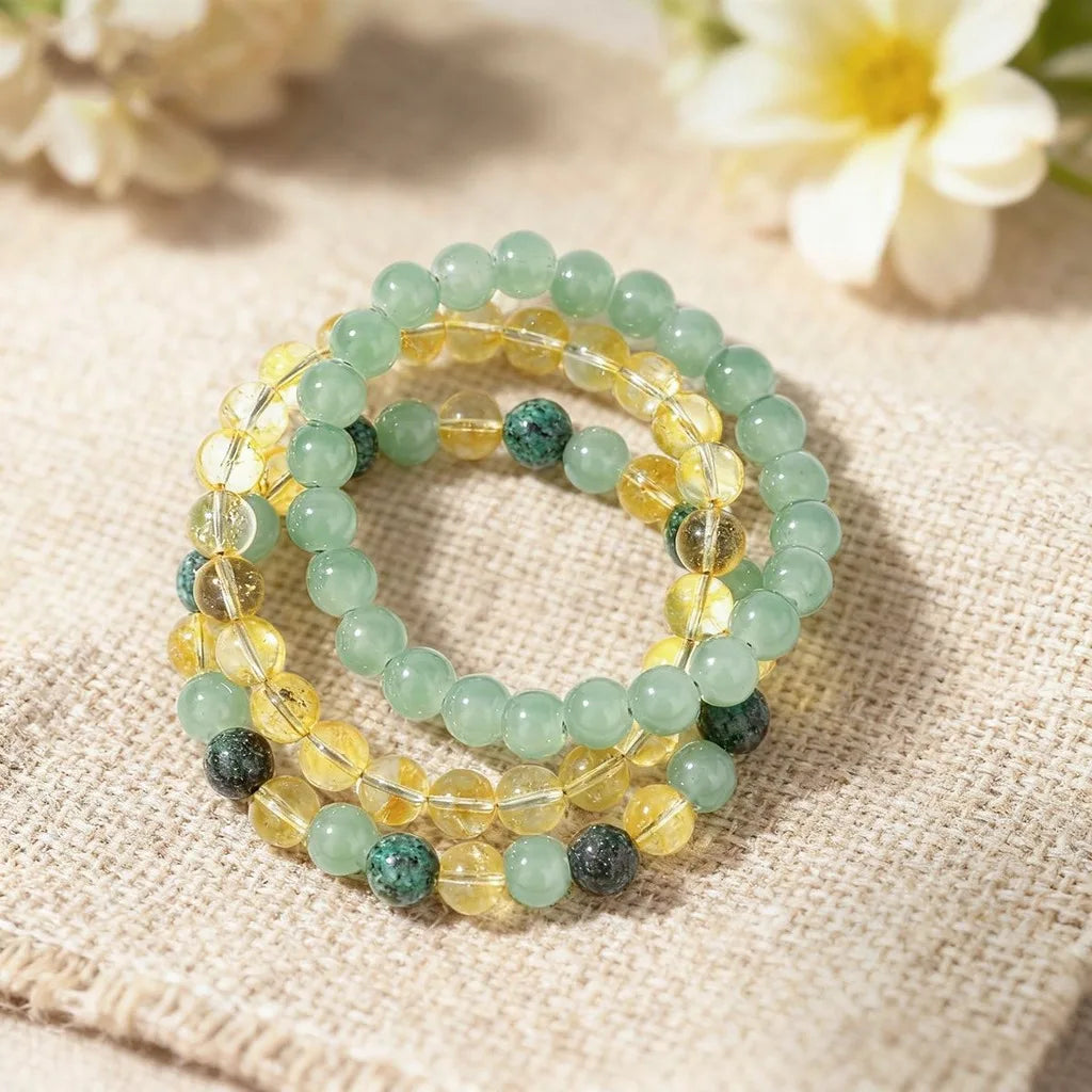 Stackable Natural Stone Beaded Bracelet Set – Nordic 3-Pack Beaded Bracelet Set SWANS