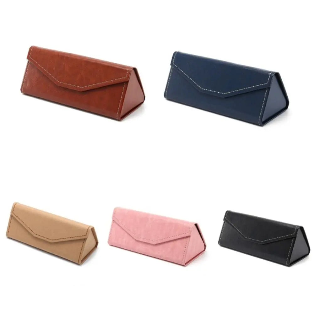 PU Leather Triangle Glasses Case – Waterproof Folding Box Eyeglasses Case SWANS