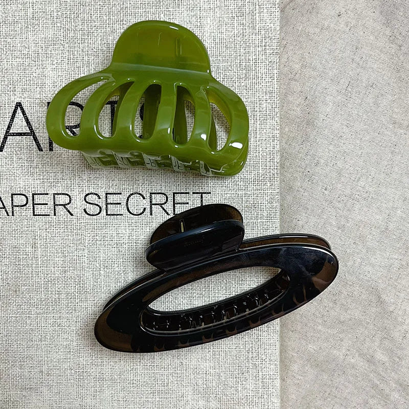 Hollow Hair Claw Clip Set – Green & Black Acrylic Shark Clips Hair Claw Clip SWANS