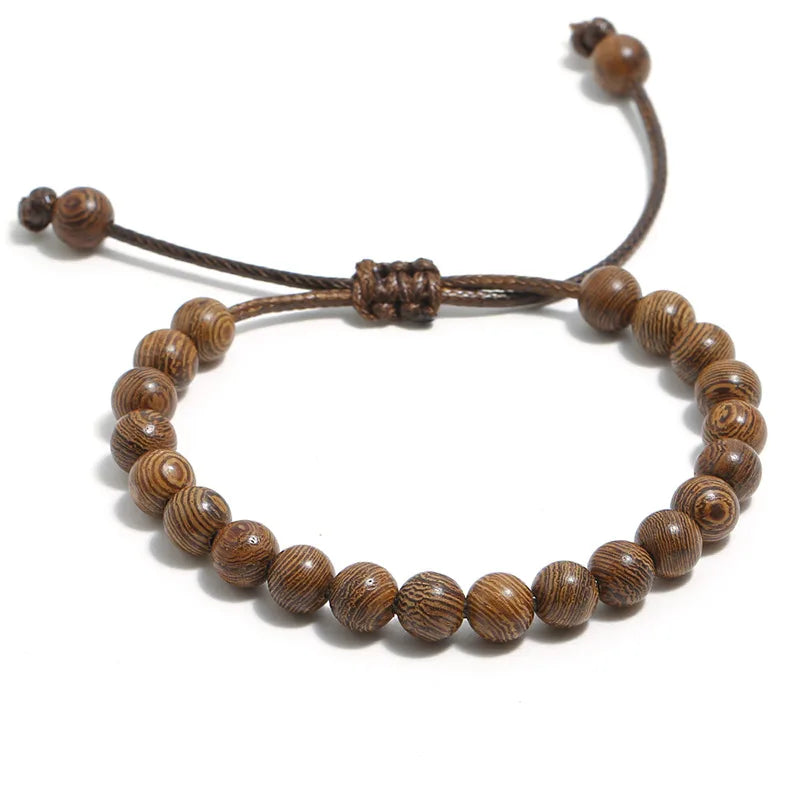 Vintage 8MM Wooden Bead Bracelet – Unisex Meditation Charm Wooden Bead Bracelet SWANS