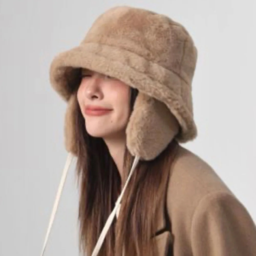 Women's Winter Ear Flap Hat – Warm Knit Cap with Lace Detail Winter Ear Flap Hat SWANS