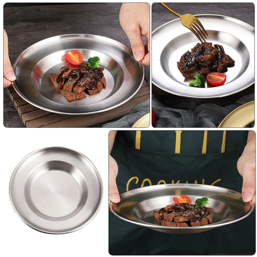 WINOMO Stainless Steel Dinner Plate & Serving Tray 20/26cm Serving Tray Plate SWANS