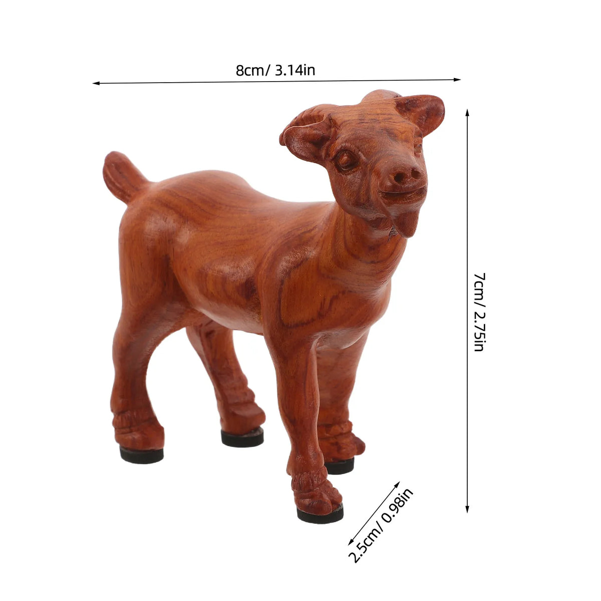 Wooden Chinese Zodiac Goat Sculpture – Feng Shui Ornament 2027 Zodiac Wood Sculpture SWANS
