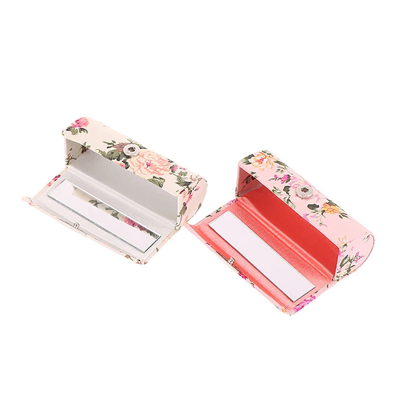 Retro Embroidered Lipstick Case with Mirror | Floral Brocade Lipstick Case SWANS