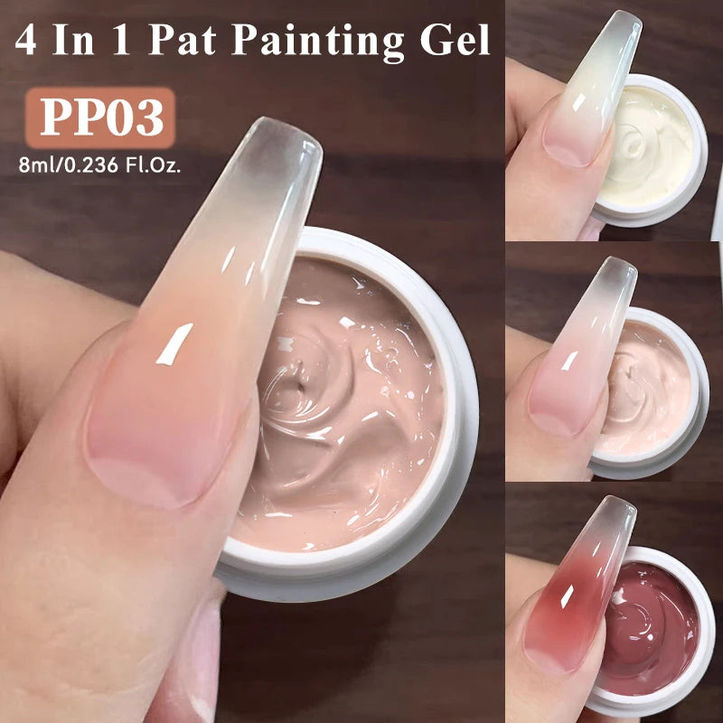 4-in-1 Pat Pat Gel Nail Art Polish – Nude Pink 8ml Gel Nail Polish SWANS