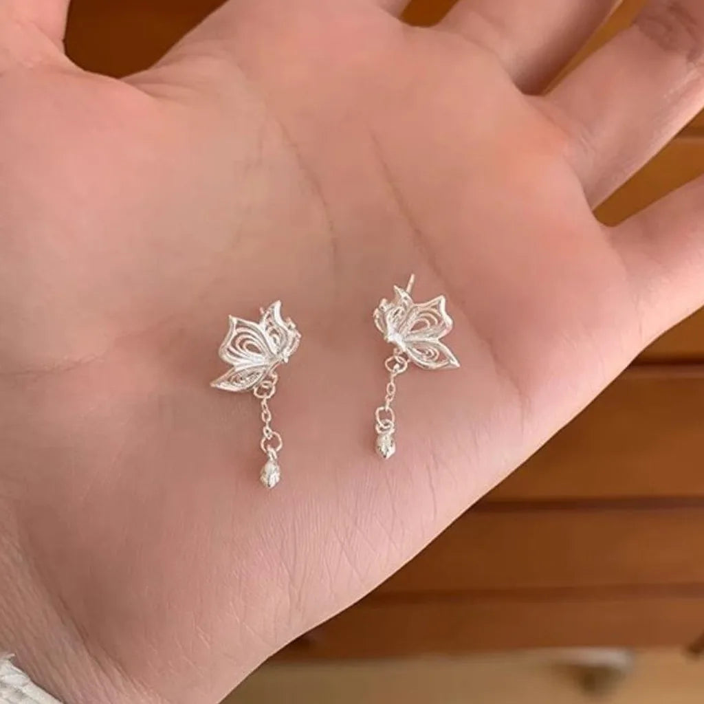 Hollow Butterfly Tassel Dangle Earrings for Women – Silver Dangle Earrings SWANS Silver