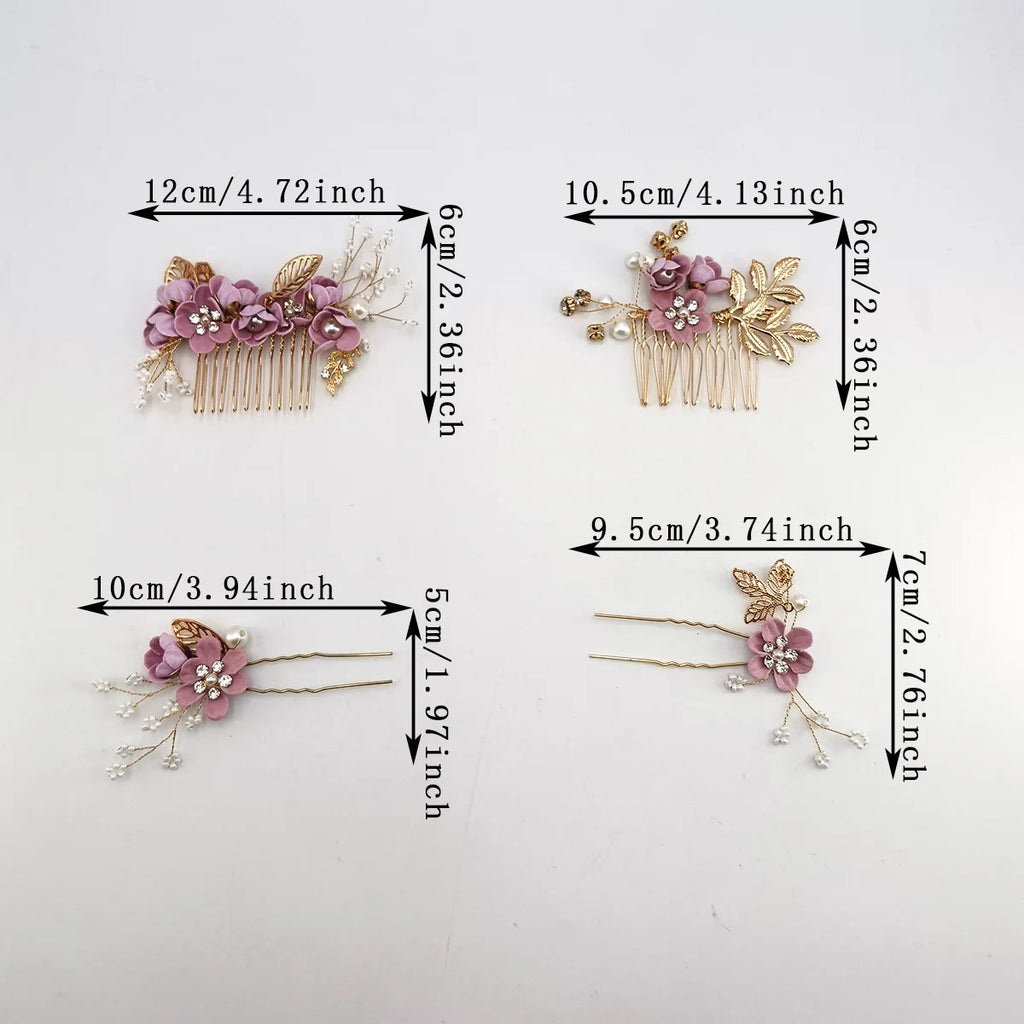 4-Piece Pearl Zircon Bridal Hair Comb Set – Wedding Jewelry Bridal Hair Combs SWANS
