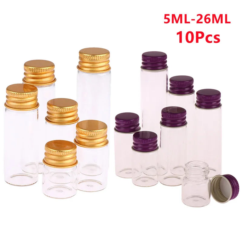 10-Pack Mini Glass Jars with Screw Cap – 5ml to 26ml Vials Mini Glass Storage Jars SWANS