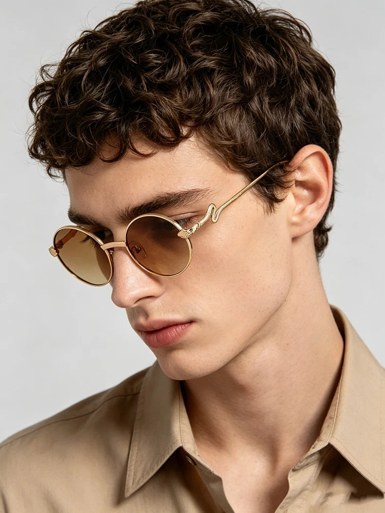 Y2K Steampunk Round Metal Sunglasses – Unisex Vintage Style Round Metal Sunglasses SWANS