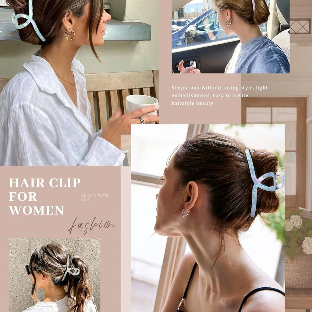 Iridescent Ribbon Hair Claw Clips – 4 Pastel Colors for Women Hair Claw Clips SWANS
