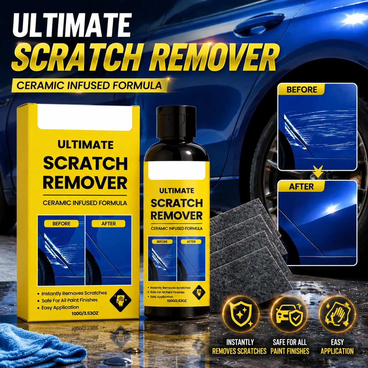 Car Scratch Remover Kit – Ceramic Formula & Nano Cloths Car Scratch Remover SWANS