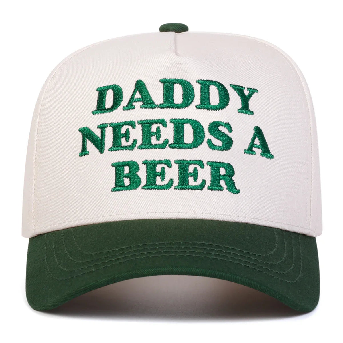 "Daddy Needs A Beer" Embroidered Baseball Cap – Unisex Embroidered Baseball Cap SWANS Green