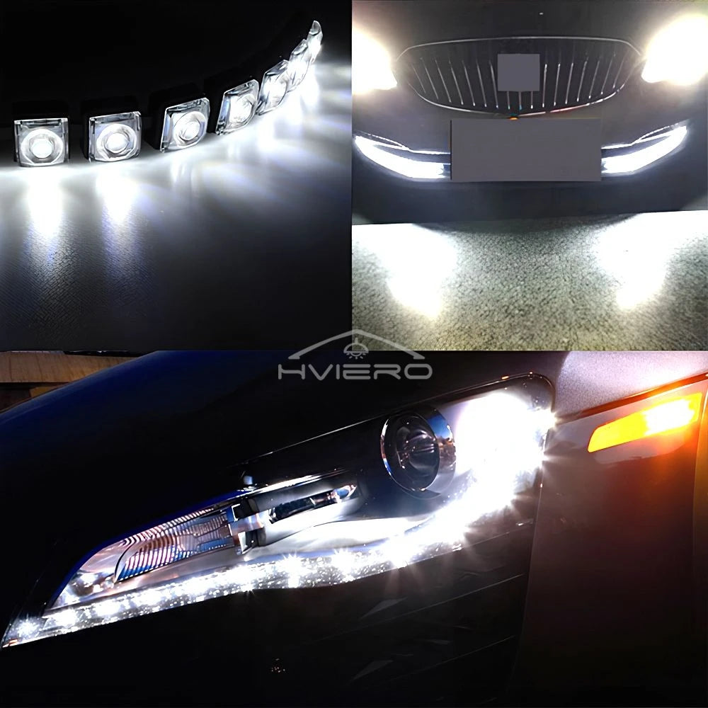 HVIERO 2-Pack Flexible 6-LED DRL Daytime Running Lights 12V Daytime Running Lights SWANS