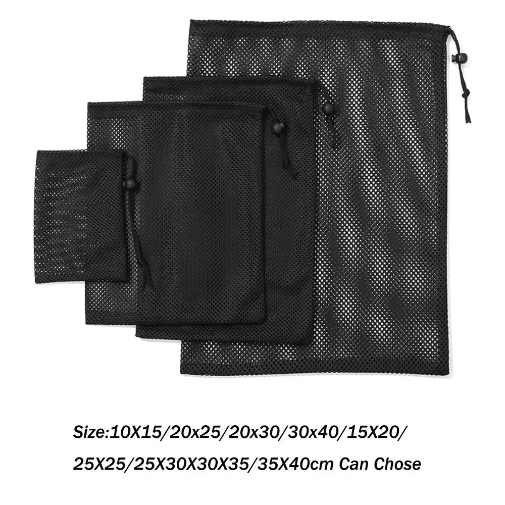 Nylon Mesh Drawstring Bag – Laundry, Gym & Storage Sack Mesh Drawstring Bag SWANS