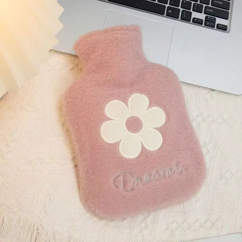 SWANS Faux Rabbit Fur Hot Water Bottle – Leak-Proof Warmer Hot Water Bottle SWANS pink B 1000ml