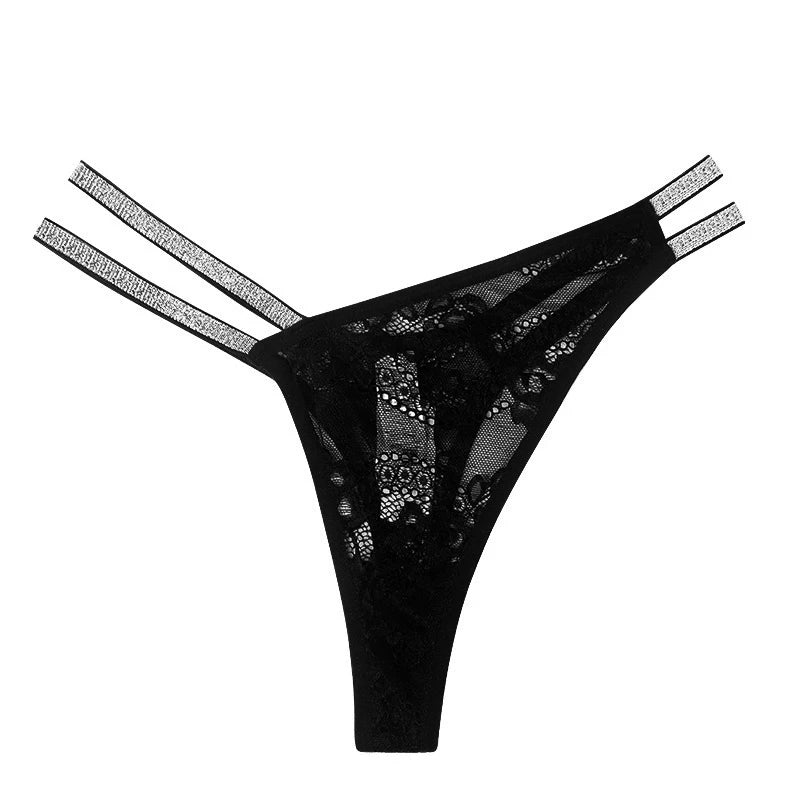 Women's Glitter Diamond Low-Rise Thong G-String Briefs Women's Thong Underwear SWANS Black XS China