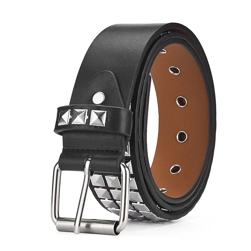 Y2K Punk Rock Square Bead Rivet Belt – Unisex Metal Belt Punk Rivet Belt SWANS