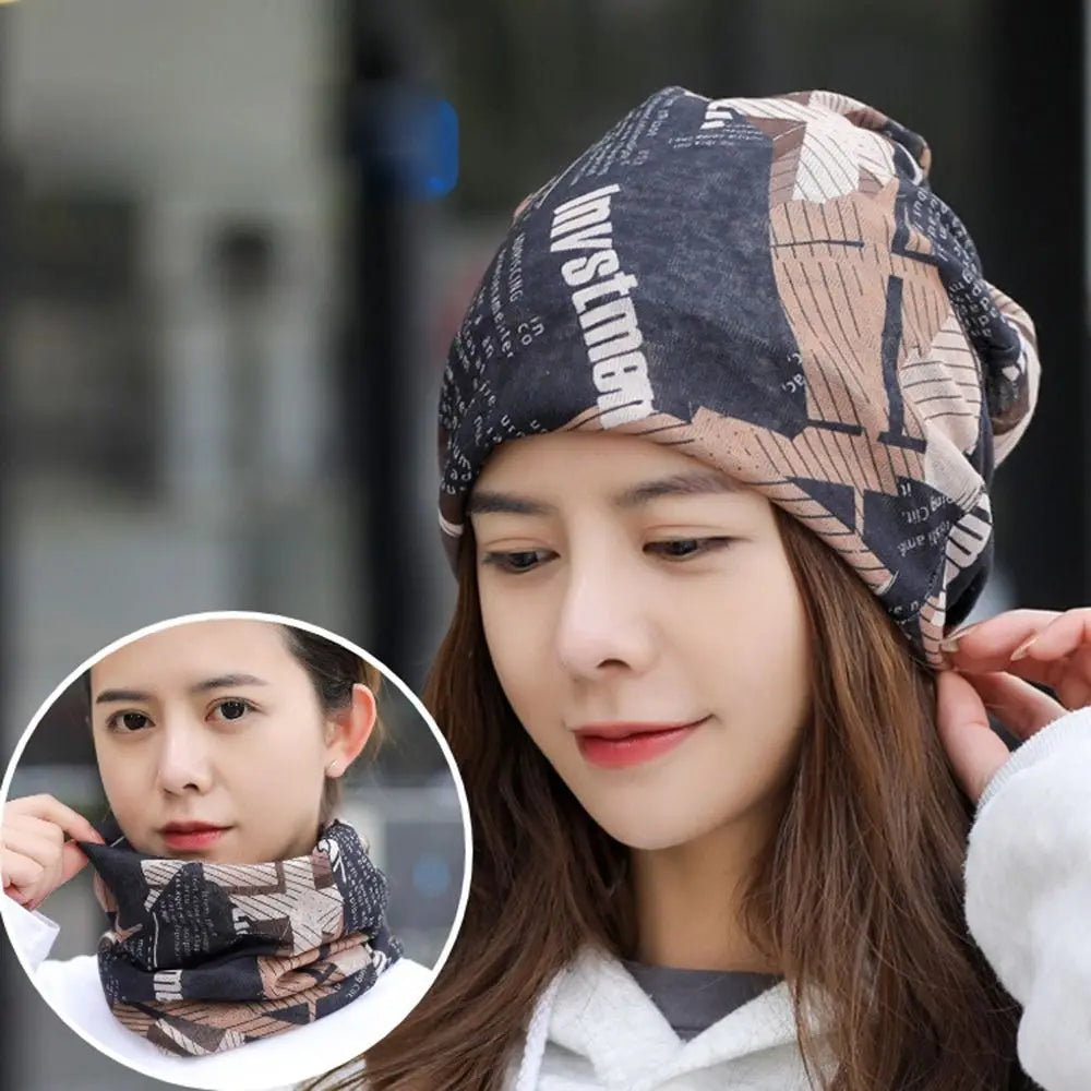 Breathable Turban Beanie Cap – Women's Ruffle Stripe Head Wrap Turban Beanie Cap SWANS