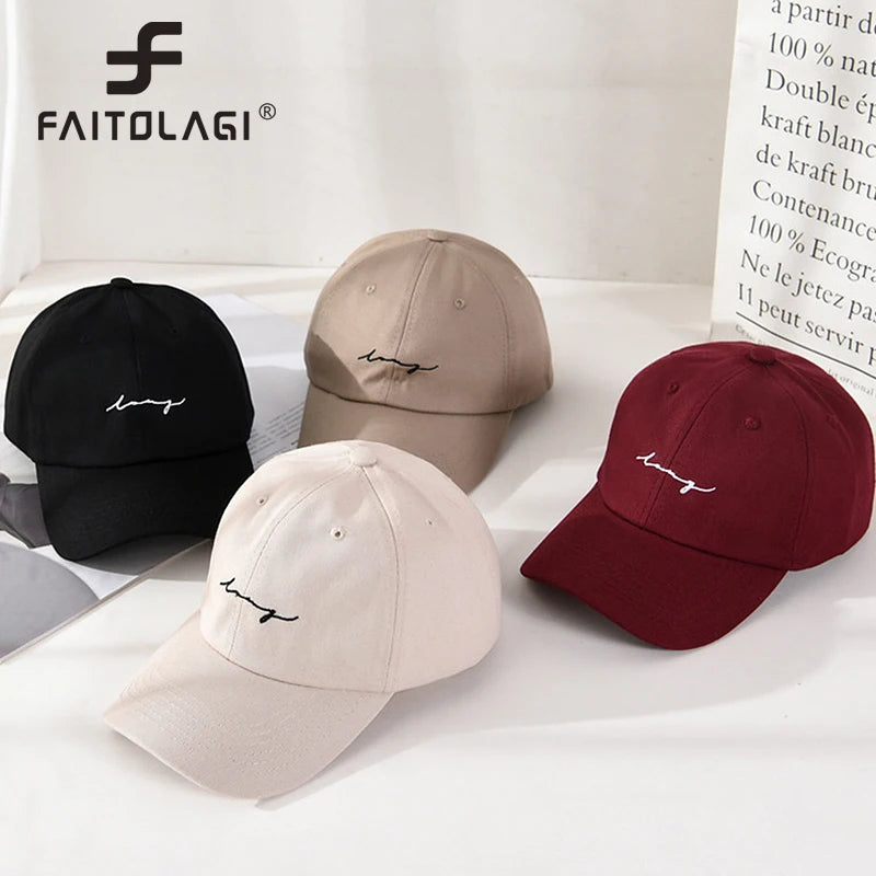 Unisex Cotton Baseball Cap – Letter Embroidery Adjustable Sun Hat Baseball Cap SWANS