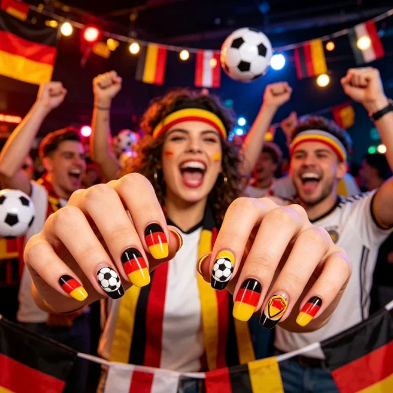 Germany Soccer Press-On Nails – Removable False Nails Set Press-On Nails SWANS