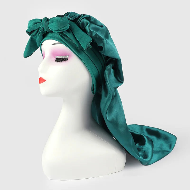 Extra Long Satin Bonnet – Anti-Frizz Sleep Cap for All Hair Types Satin Sleep Bonnet SWANS 1pcs Peacock Blue