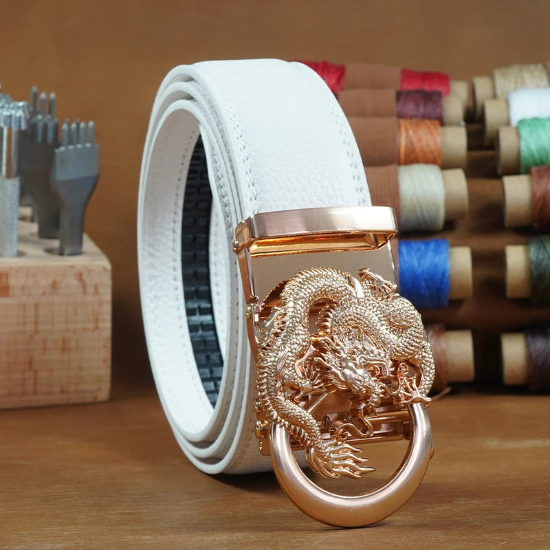 Men's Split Leather Belt – Automatic Ratchet Buckle Leather Belt SWANS
