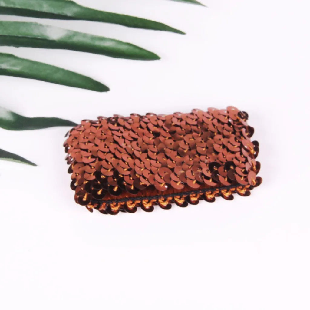 Sequin Elastic Wrist Cuff – Sparkling Party & Stage Wristband Sequin Wrist Cuff SWANS Brown-1 Pair