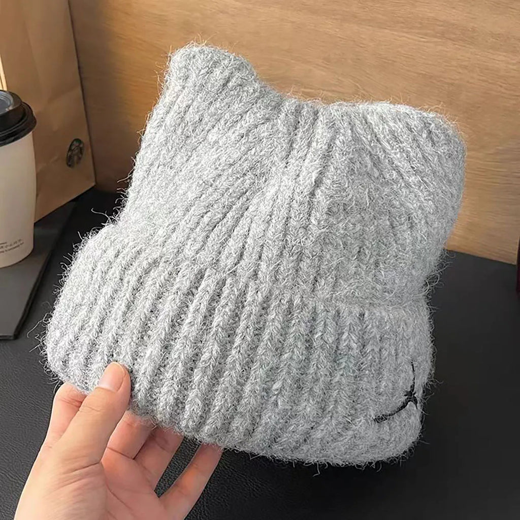 Women's Cat Ear Knit Beanie – Bowknot Winter Hat | FAITOLAGI Knit Beanie Hat SWANS