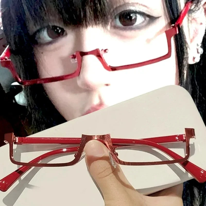 Y2K Japanese Half-Frame Decorative Glasses | Vintage Metal Decorative Eyeglass Frames SWANS