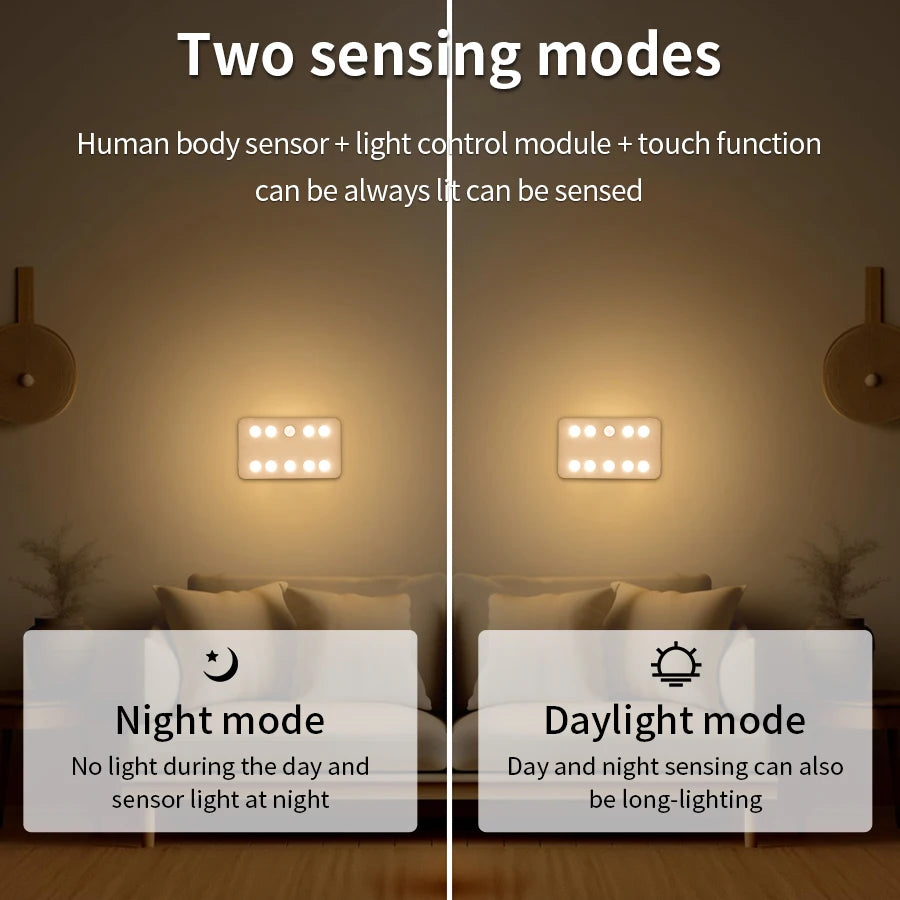 3-Color Motion Sensor LED Night Light – Rechargeable Wall Lamp Motion Sensor Night Light SWANS