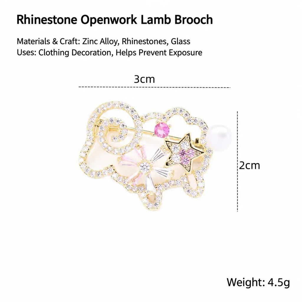 Hollow Sheep Rhinestone Brooch – Gold-Tone Fashion Pin Fashion Brooch Pin SWANS