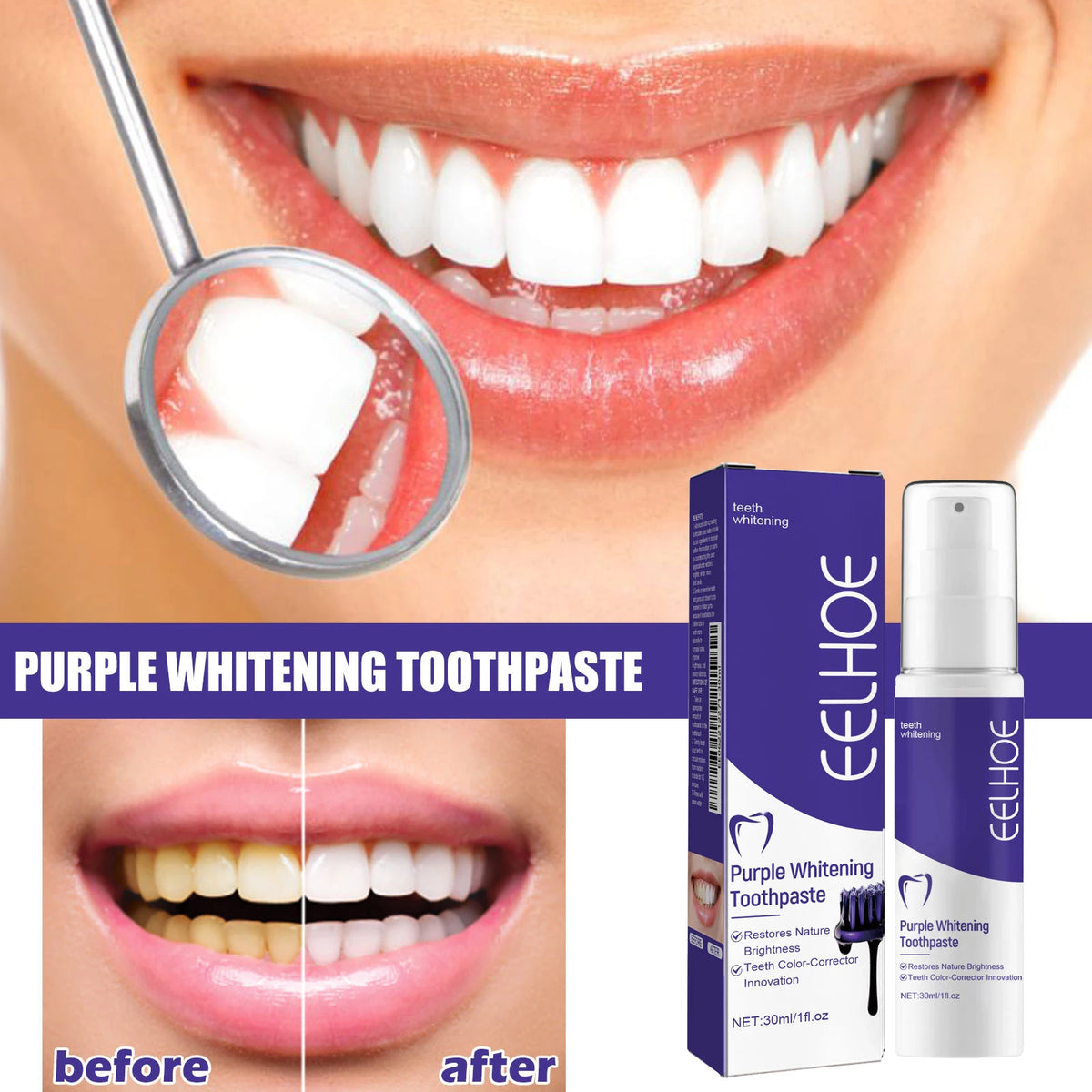 V34 Color-Correcting Whitening Toothpaste | Fresh Breath Whitening Toothpaste SWANS