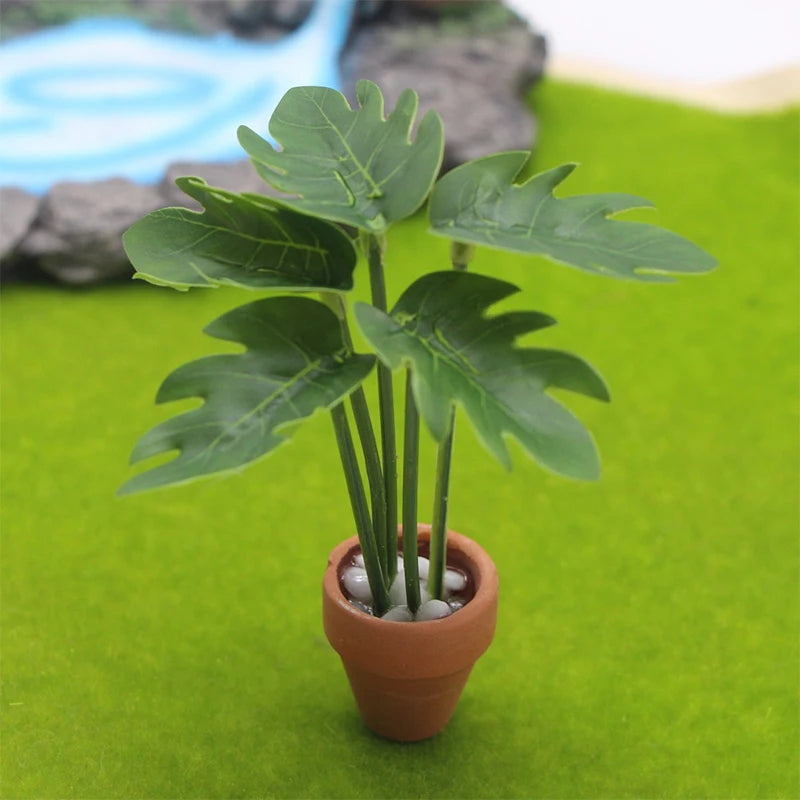 1:12 Scale Dollhouse Miniature Green Plant Potted Ornament Dollhouse Miniature SWANS
