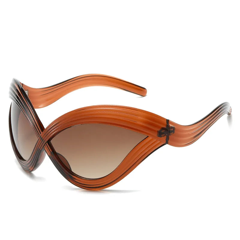 Y2K Oversized Cat Eye Sunglasses UV400 Gradient | TOYEARN Cat Eye Sunglasses SWANS Tea