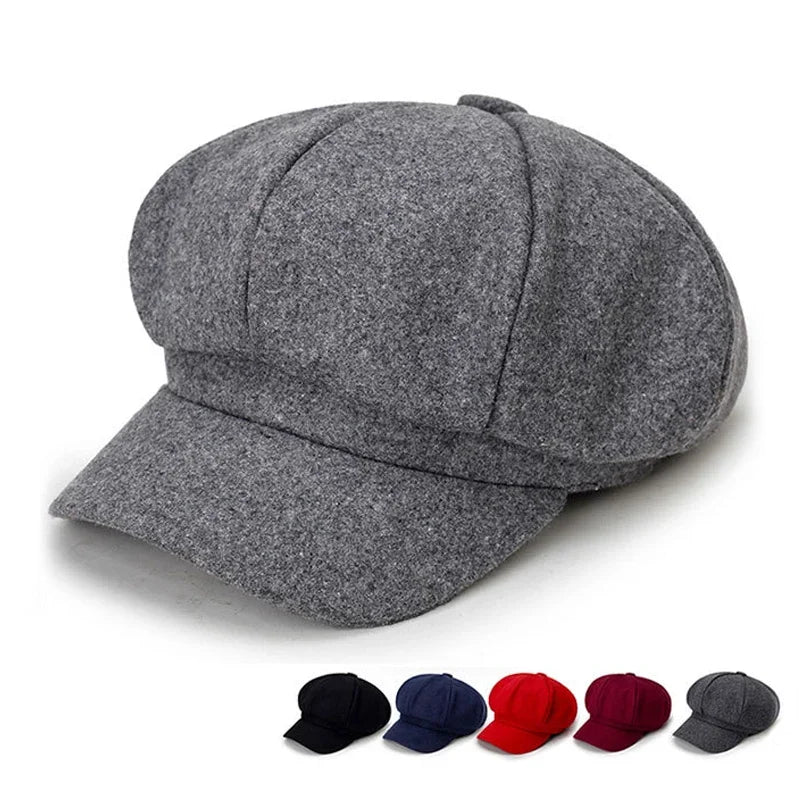 Unisex Solid Color Wool Beret – Windproof Autumn Winter Hat Beret Hat SWANS