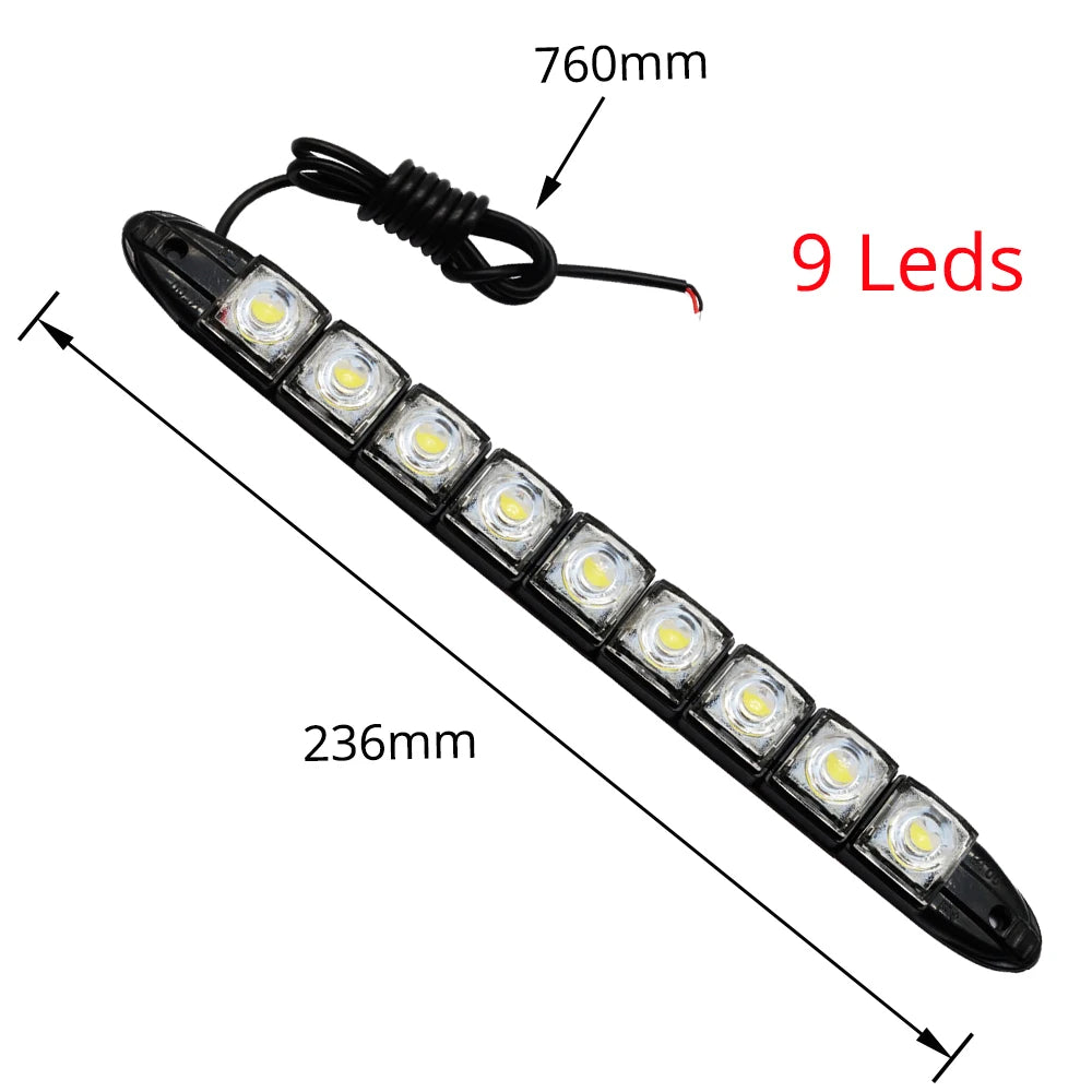 HVIERO LED DRL Strip 12V IP67 Waterproof Daytime Running Light LED DRL Strip Light SWANS 1pcs 9 led