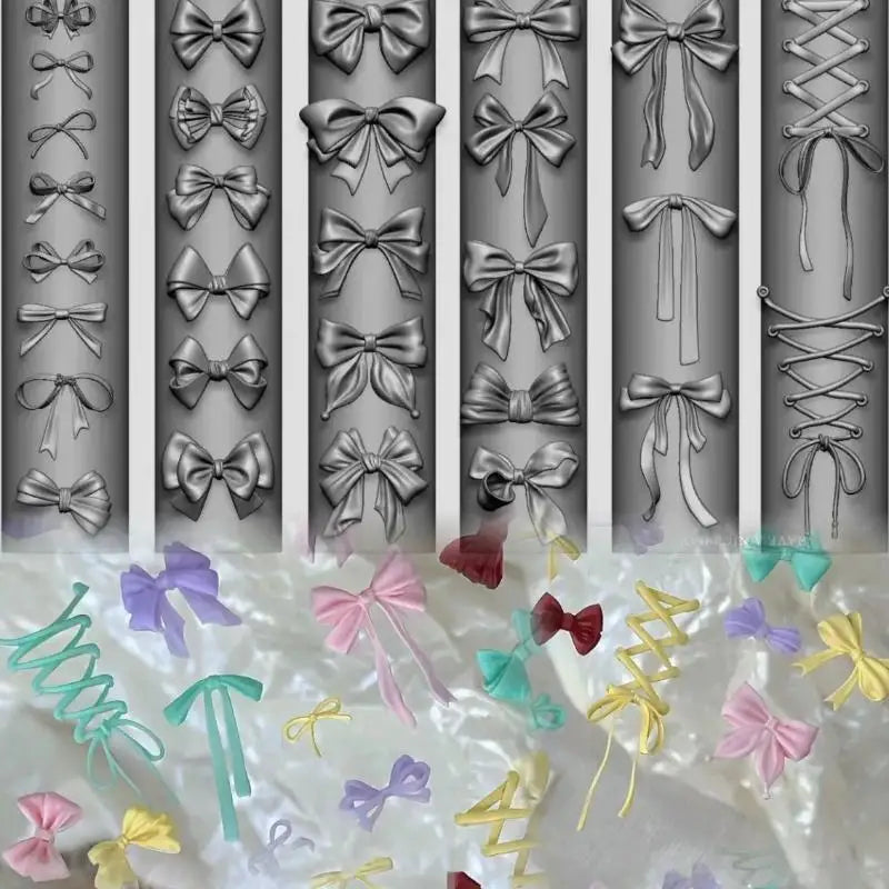 3D Silicone Bow Nail Art Mold – DIY Bowknot Manicure Stencil Nail Art Mold SWANS one size