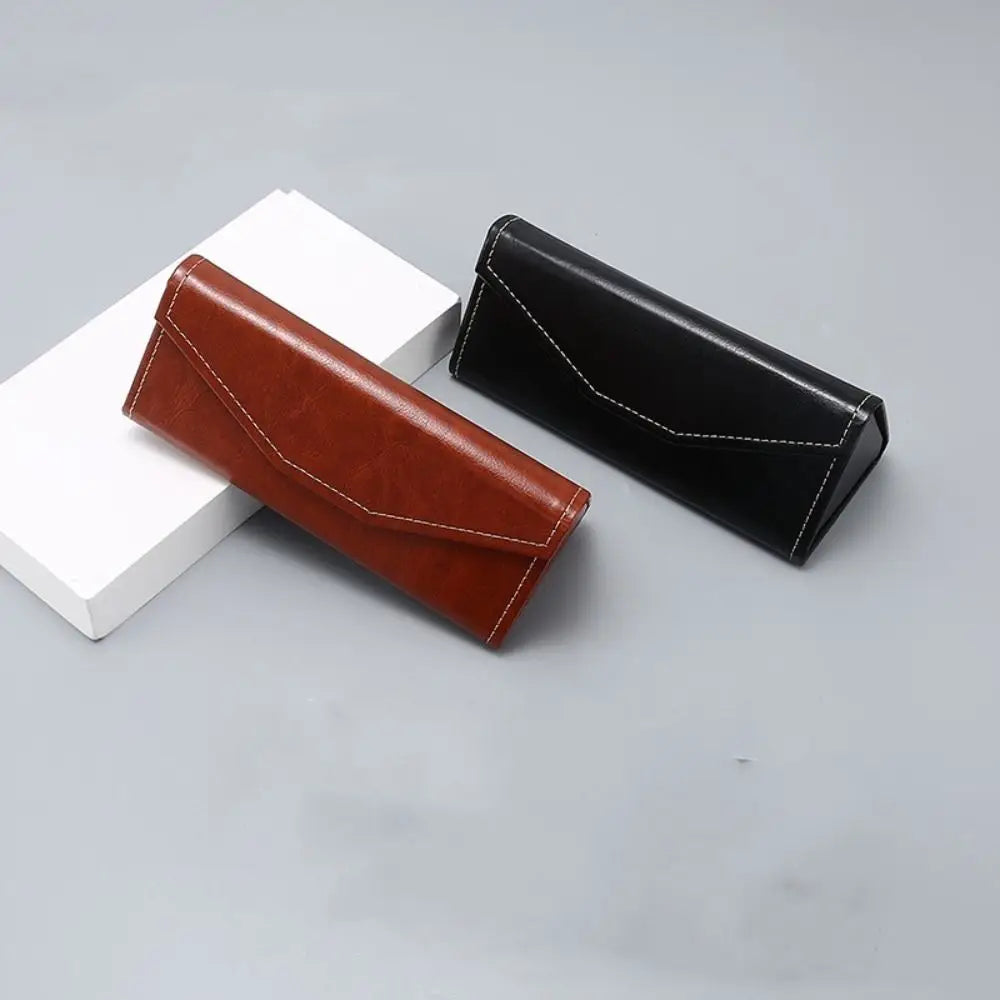 PU Leather Triangle Glasses Case – Waterproof Folding Box Eyeglasses Case SWANS