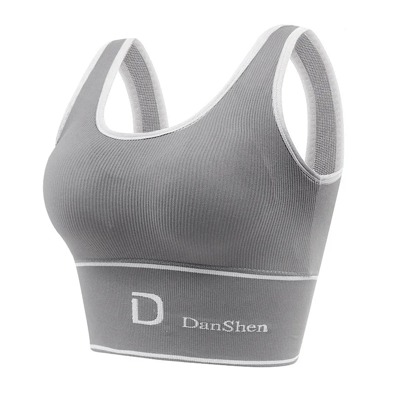 Women's Seamless Padded Sports Bra – Yoga Crop Top Vest Sports Bra Crop Top SWANS Grey