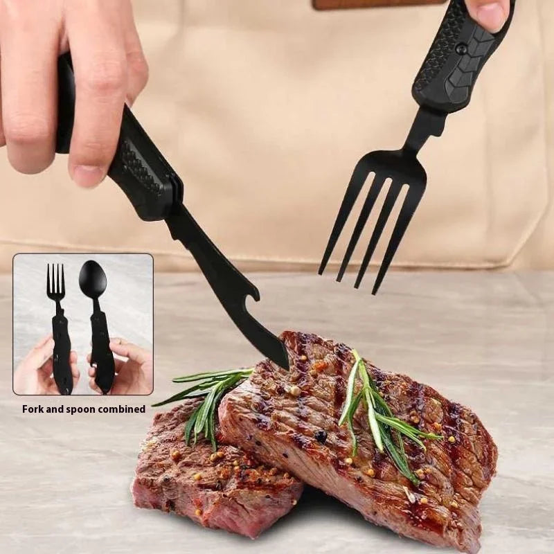 SWANS 3-in-1 Folding Camping Cutlery Set – Spoon Fork Knife Folding Camping Cutlery SWANS