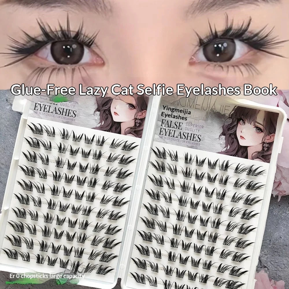 Self-Adhesive Cat Eye False Lashes – Fluffy Wispy DIY False Eyelashes SWANS One Box C