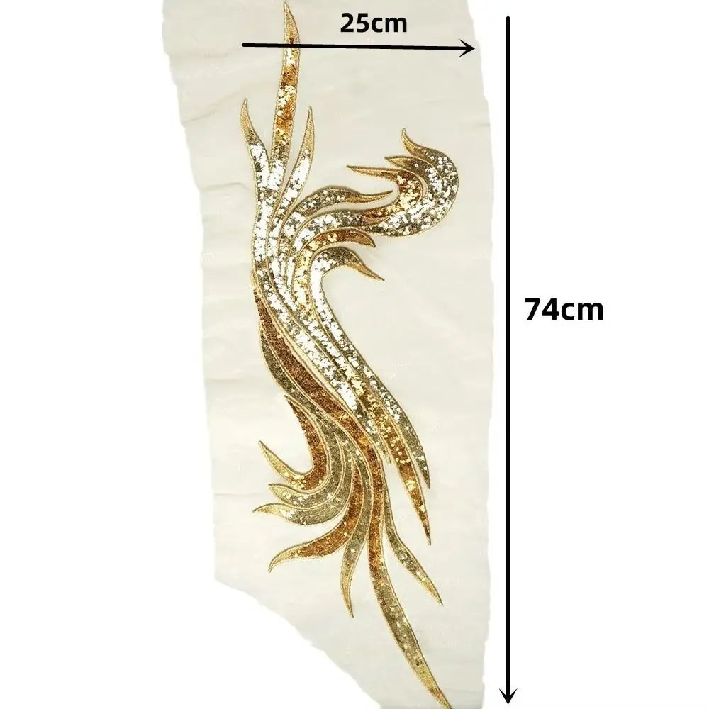 Large Baroque Sequin Embroidery Patch 25x74cm DIY Sew-On Embroidery Patch SWANS