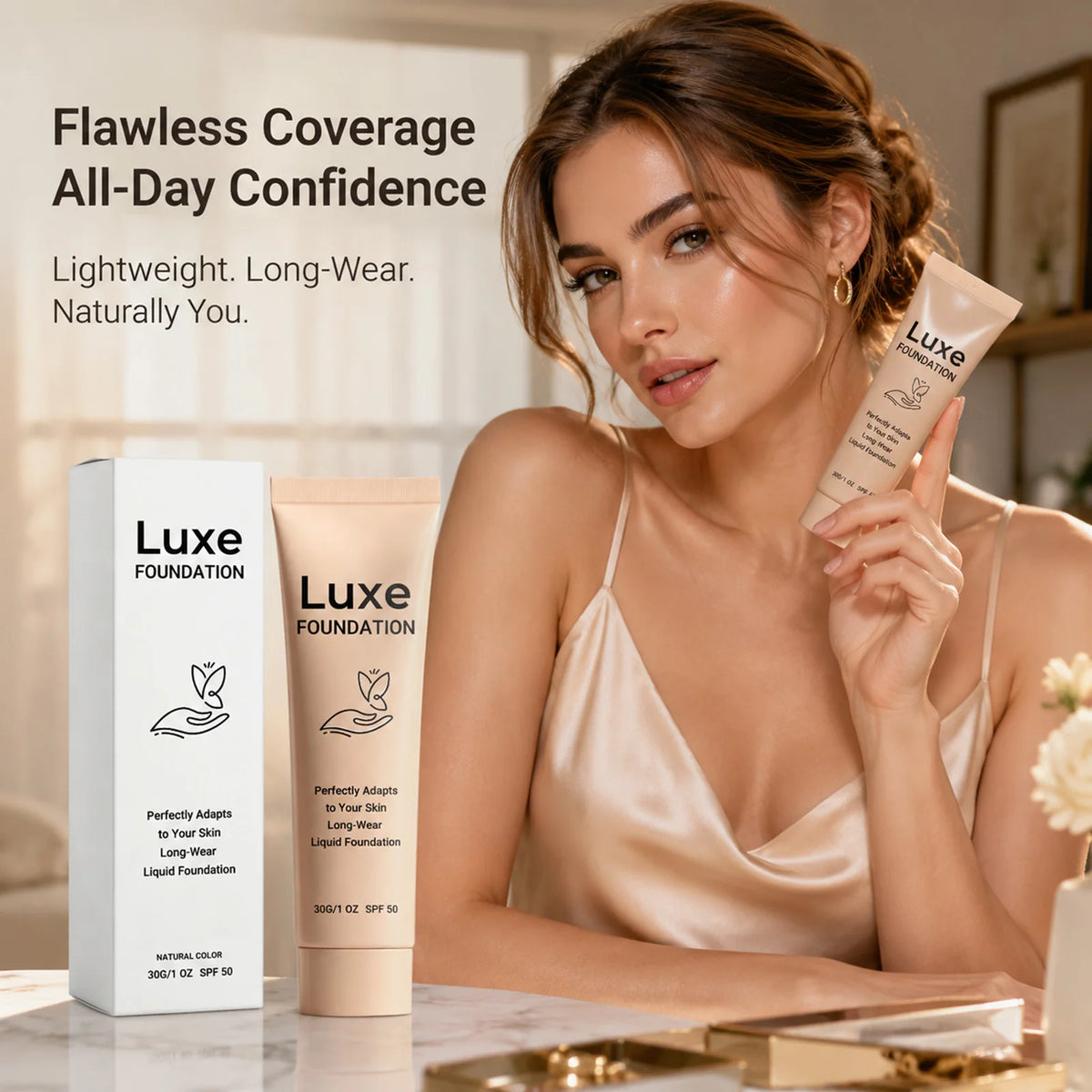 Luxe Color-Adaptive SPF50 Liquid Foundation – Natural & Dark Liquid Foundation SWANS