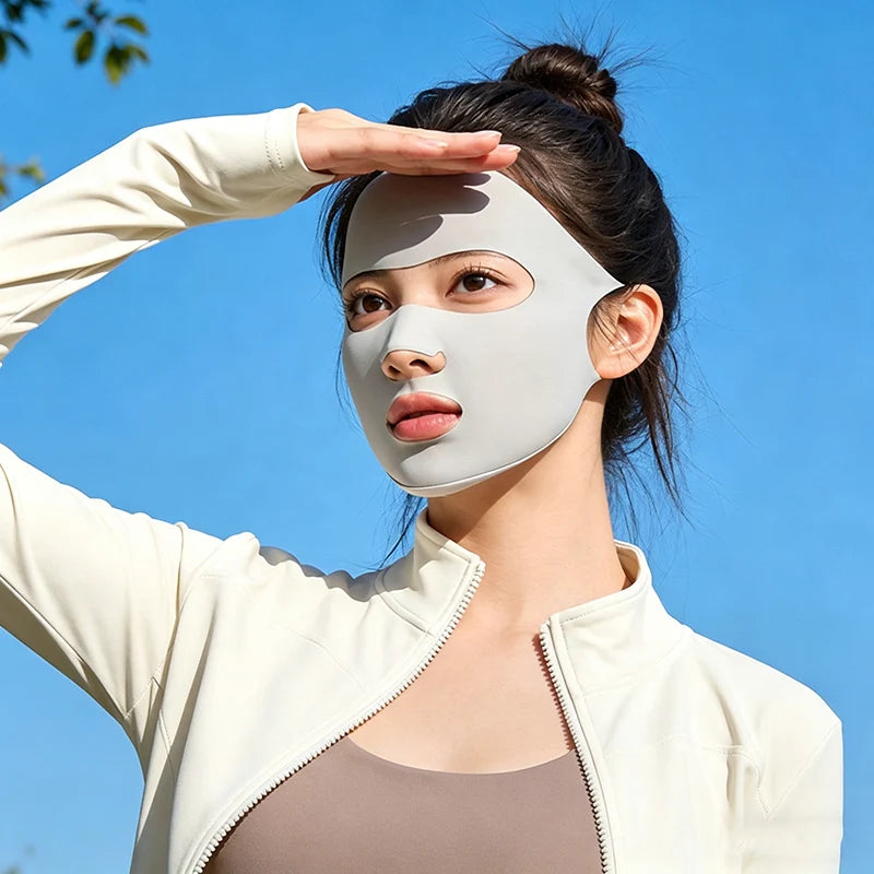 UPF 50+ Ice Silk Full Face Sun Mask – Cycling & Outdoor Sports UV Sun Face Mask SWANS