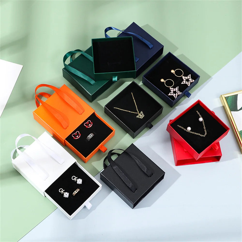 Velvet-Lined Drawer Jewelry Box – Gift Packaging Storage Case Jewelry Storage Box SWANS