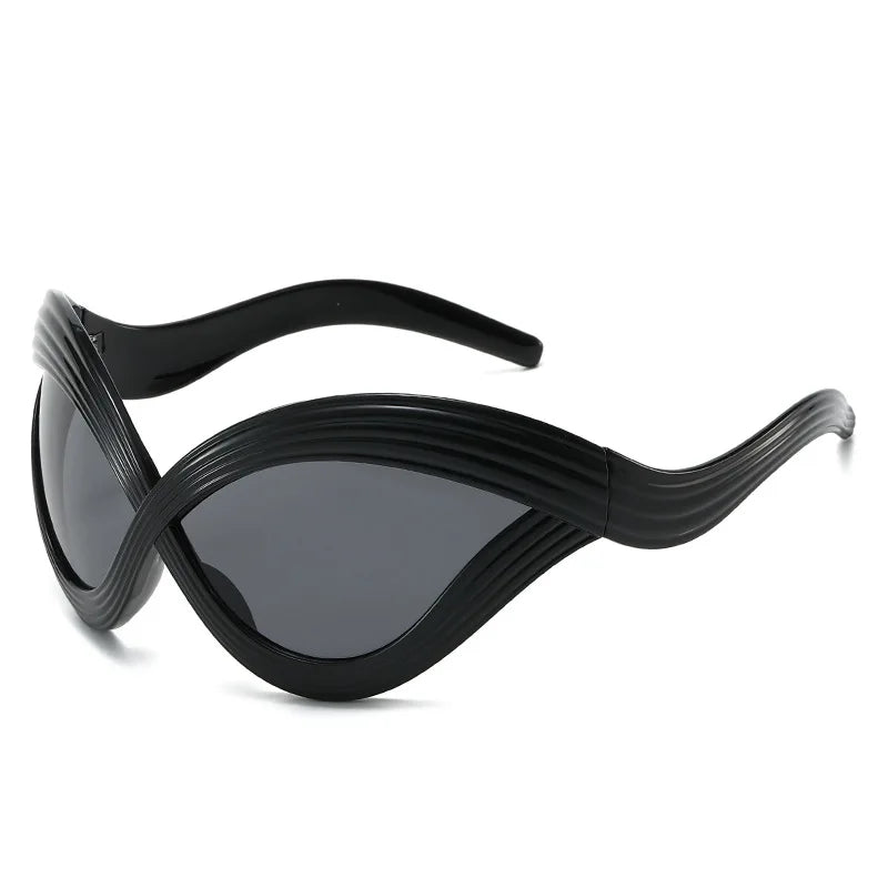 Y2K Oversized Cat Eye Sunglasses UV400 Gradient | TOYEARN Cat Eye Sunglasses SWANS Black